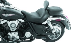 Kawasaki Vulcan 1700 Classic One-Piece Motorcycle Seat - Mustang Motorcycle - Touring with Driver Backrest - Black - `09-`13